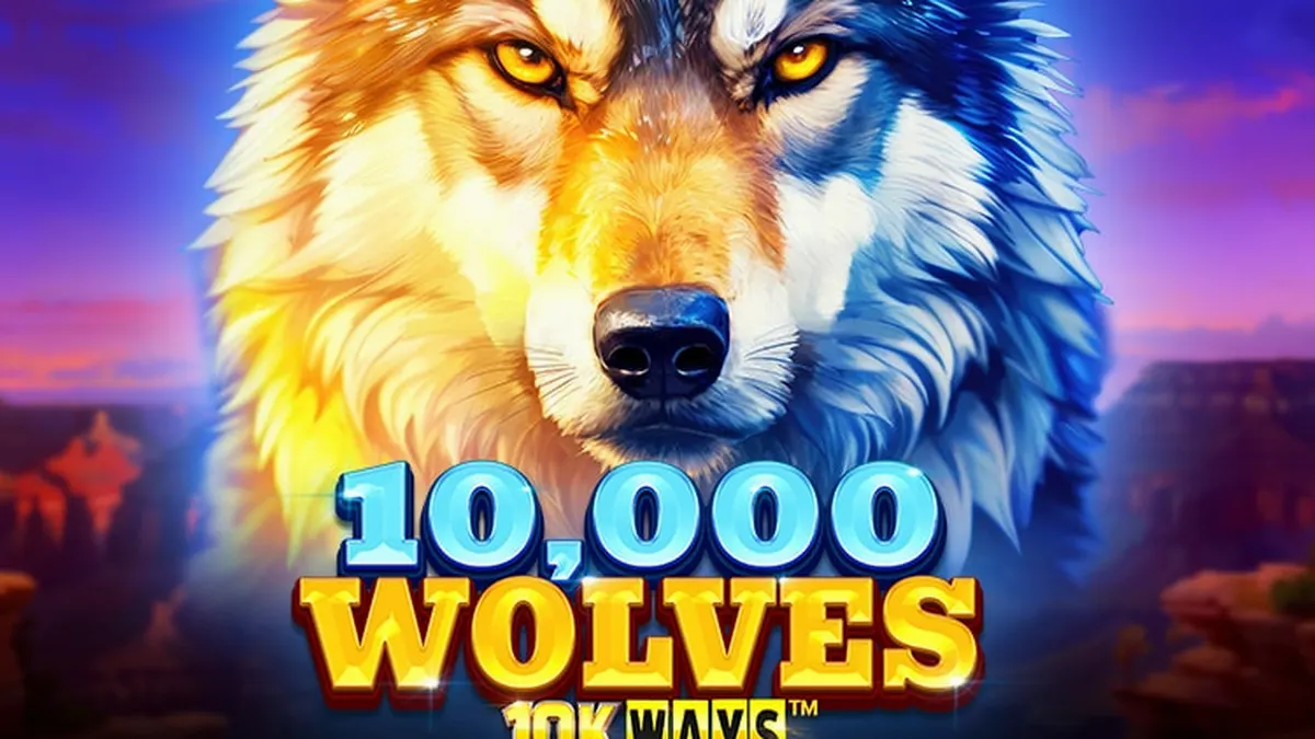 Ang visual na representasyon ng 10,000 Wolves 10K Ways slot na may temang kagubatan.