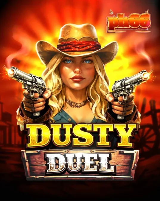Isang gunslinging heroine sa gitna ng isang dusty Wild West showdown sa slot na Dusty Duel.